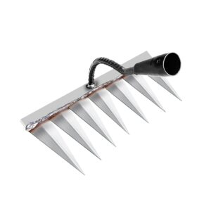 Heavy-Obligation Iron Backyard Rake for Weeding and Dethatching – Carbon Metal Hand Device with 7 Toothed Design (Stick Not Included)