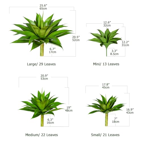 Massive UV-Resistant Synthetic Agave Crops - 2-Pack (28") for Indoor and Out of doors Ornamental Use