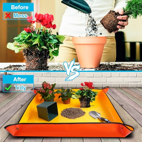 Set of three Massive Repotting Mats (39.5" x 31.5") for Home Plant Transplanting and Soil Administration - Good Gardening Presents for Plant Fans