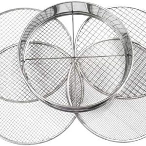 Stainless Metal Backyard Potting Sieve – Soil Mixing Filter with 4 Interchangeable Mesh Sizes (3mm, 6mm, 9mm, 12mm) – Sifting Pan