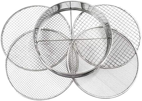 Stainless Metal Backyard Potting Sieve – Soil Mixing Filter with 4 Interchangeable Mesh Sizes (3mm, 6mm, 9mm, 12mm) – Sifting Pan